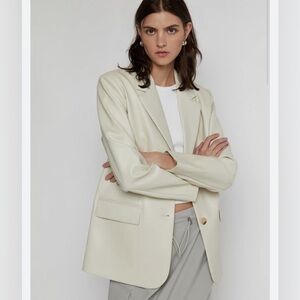 Oak + Fort Faux Leather Blazer – Beige Neutral | Size XS